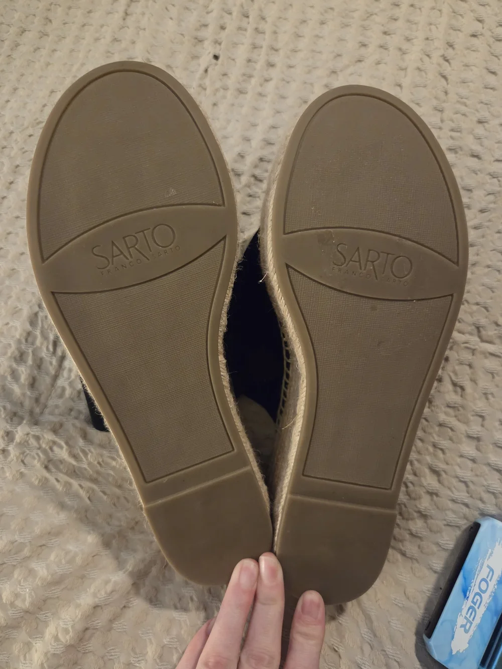 Franco Sarto Black Espadrille Platform Thong Sandals
